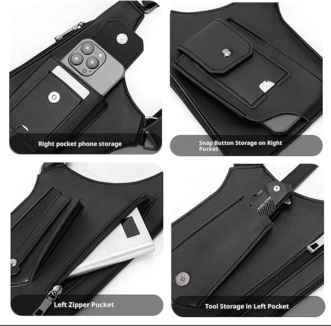 Leather Shoulder Armor Hidden Underarm Strap Wallet Adjustable Anti Pickpocket Accessories with Double Bag for Men, Women Leather Armor (pink)