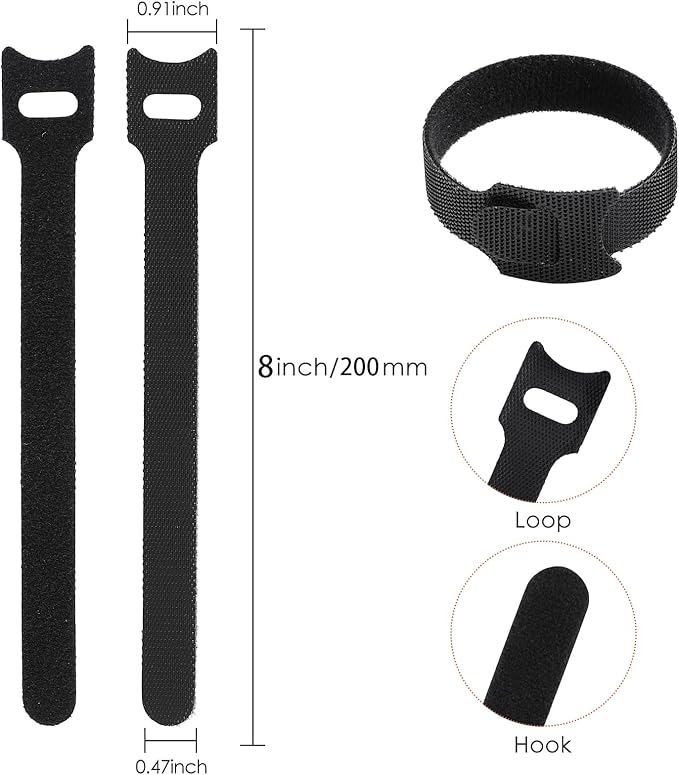 MVYC 150PCS 8 Inch Cable Ties Reusable Multi-Purpose Wire Ties Cord Organizer Adjustable Cable Management 5 Colors