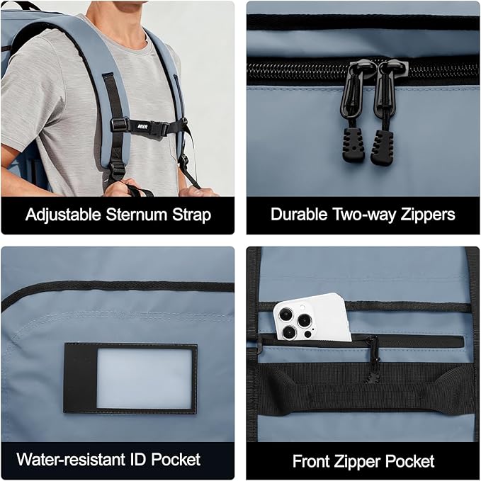 MIER Water Resistant Backpack Duffle Heavy Duty Convertible Duffle Bag with Backpack Straps for Gym, Sports, Travel