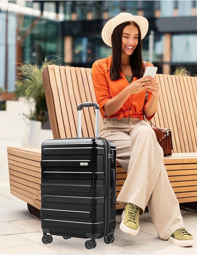 Tolino Luggage 2 Piece（20in/24inch Expandable Luggage Hardshell PC+ABS Leopard Suitcase with Spinner Wheels TSA Lock, Lightweight Rolling Suitcase for Women