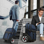 MATEIN Rolling Backpack with Wheels, 17 Inch Large Roller Backpack with Combination Lock, Water Resistant Anti Theft Travel Wheeled Backpacks Laptop Back Pack for Men Women Work Business Commute, Blue