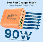 90W GaN USB C Charger Block [3 Pack],6-Port USB C Wall Charger Fast Charging 45W PD Power Adapter for MacBook Air/iPad Pro/iPhone 17Pro Max/Samsung Galaxy S24 Ultra/Tabs for Home Travel