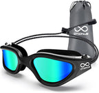 Swim Goggles, Polarized Adult Swimming Goggles Bungee Strap No Hair Pulling Anti-fog Pool Goggles for Men Women