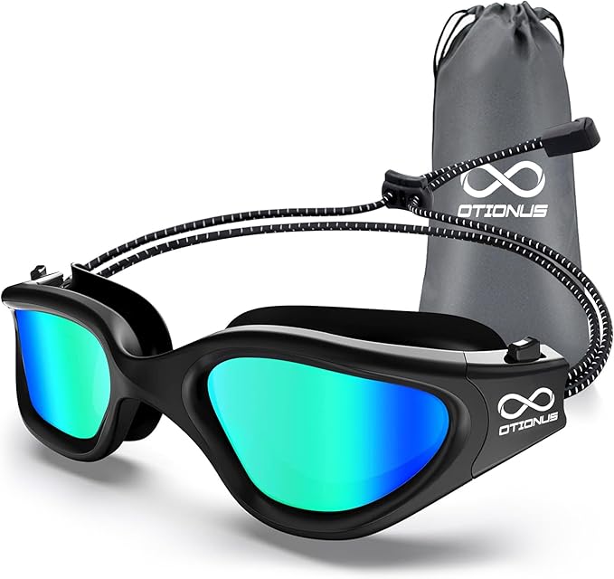 Swim Goggles, Polarized Adult Swimming Goggles Bungee Strap No Hair Pulling Anti-fog Pool Goggles for Men Women
