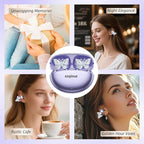 Jewelry-Inspired Clip On Earbuds,Comfortable Fit Open Ear Clip-On Headphones,Wireless Bluetooth Ear Cuff Headphones for Women,Earrings Earbuds for Running,Office,Sport&Gift (Butterfly - Purple)