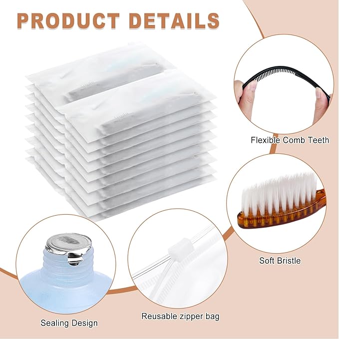 10 Sets Toiletry Kits Homeless Personal Hygiene Kit Bulk Homeless Care Package Supplies Travel Toiletry Kit Homeless Hygiene Kit Bulk for Men Women Charity Disposable Toiletry Kit(10-IN-1)