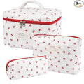 Makeup Bag,Quilted Cosmetic Bags,Large Floral Make Up Organize bag,Makeup Bag Set for Women,Flower Travel Toiletry Bag