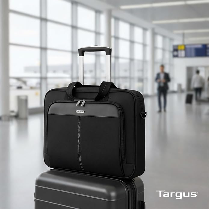 Targus Classic Slim Laptop Bag - Ergonomic Briefcase and Messenger Bag - Spacious Foam Padded for Laptops and Under