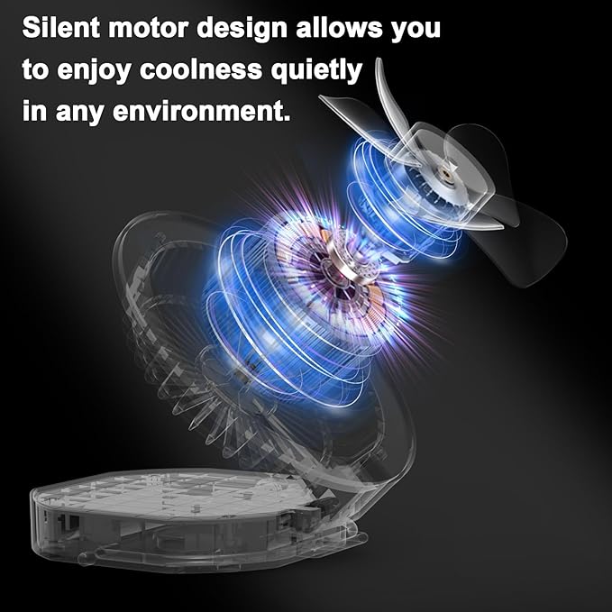 iodoo Camping Fan Light with Remote and Portable Carrying Bag - 12000mAh Rechargeable Battery, 24H Run Time, 2000LM, 3 Light Modes & Stepless Dimming, Ultra - Quiet Table Fan Baby Fan