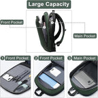 Business Backpack 17 Inch Slim Expandable Waterproof Travel Laptop Backpacks with USB Charger Port Anti-Theft Lightweight Large Work Computer Bag College Laptop Backpacks Gifts for Men Women, Green
