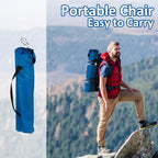 Folding Camping Chair with Cup Holder, 225lbs Capacity, Portable Foldable Chair with Large Anti-Sink Feet, PE Coated Fabric for Outdoor, Beach, Fishing, Backpacking, Blue 2PCS