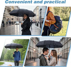 6 Pack Travel Bulk Umbrellas, Automatic Open Close Windproof Rain Umbrellas, Dual-use Black Folding Umbrella Compact Umbrella for Family Men Women