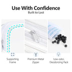 PACKISM TSA Approved Toiletry Bag - Clear Makeup Bag 3 Pack Medium, Metal Smooth Zipper Quart Size Bag for 3-1-1 Liquids, Travel Makeup Bag for Women Men, Airport Airline Compliant Bag, White
