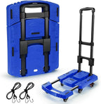 Folding Hand Truck with 6 Wheels and Elastic Ropes - Portable Heavy Duty Dolly Cart for Travel and Moving