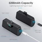 Mini Portable Charger 5000mAh Power Bank, 15w PD USB C Cell Phone Portable Power, LCD Display Battery Pack Compatible with Android Phone/Samsung Galaxy S22,S21/Note/Moto/LG/Pixel /Nexus/OnePlus 9 etc