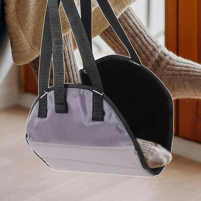 Portable Foot Hammock Travel Foot Rest for Airplane Under Desk Office Use, Breathable Plush Deep Gray Footrest for Long Flights and Travel