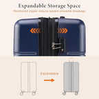 Sweetcrispy 29IN Carry on Luggage, Expandable Hard Shell ABS Suitcase with 360° Swivel Wheels, TSA Lock, Lightweight, Navy Blue
