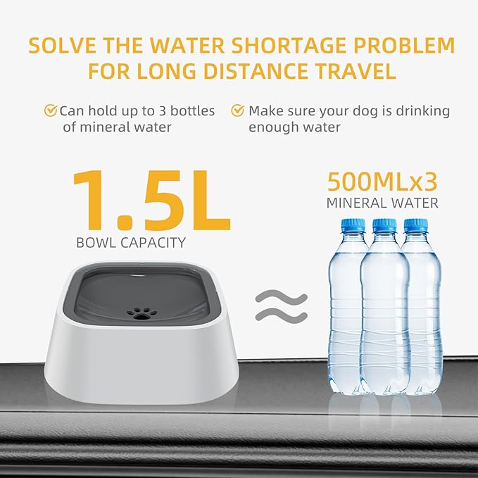 Dog Drinking Bowl, No-Spill Slow Feeder Water Bowl for Dogs and Cats with Floating Disk - Splash-Proof Design for Travel, Ideal for Small Dogs and Messy Drinker