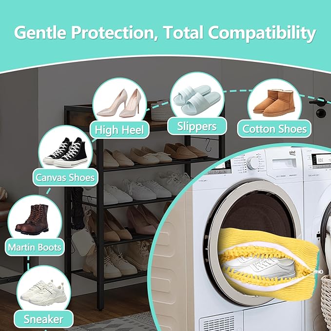 Shoe Washing Machine Bags 2Pcs, Shoe Washing Bags with2-Size Travel Laundry Bags - Washer & Dryer Safe Protector for Sneakers/Boots/Shoes Machine Washable Set