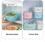 Adults Bento Lunch Box,Salad Container Large 43oz Salad Bowl, Bento-Style Tray for Toppings, 3oz Sauce Container for Dressings, and Built-In Reusable Fork (Green)