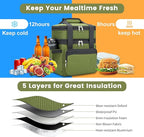 holuxer Insulated Lunch Bag & Lunch Box for Men - Double Deck Reusable Lunch Bag for Women Tote Cooler Bag Leakproof Soft Expandable - Large Lunchbox for Work/Adult/Picnic/Outdoor (Green，15L)