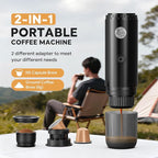 RECAFIMIL Portable 2-in-1 Coffee Maker, Portable 20 Bar Espresso Machine with Automatic Heating, Compatible with NS and Ground Coffee for Camping, Hiking Travel and Home (Black)