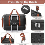 Travel Duffel Bag for Women, Carry-on Overnight Weekender Bags with Wet Pocket & Toiletry Bag, For Spirit Airlines 18x14x8 Personal Item Bag,Small,Black & Brown
