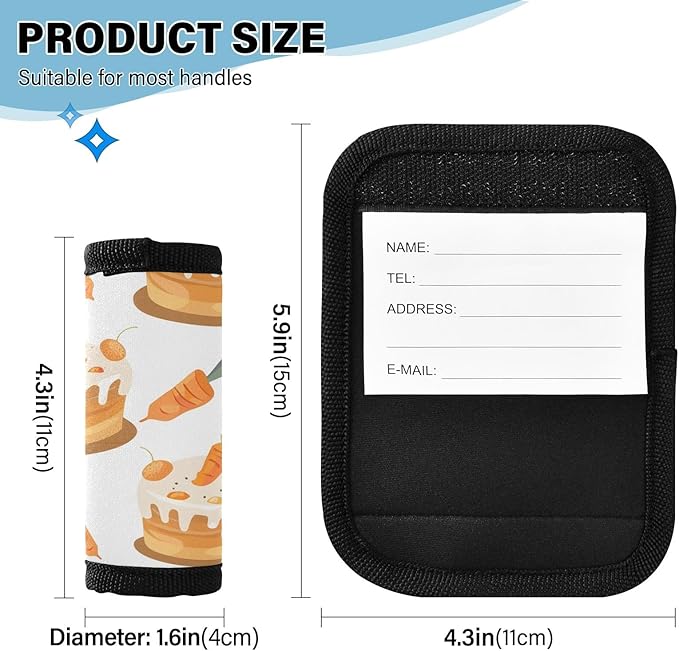 Carrot Cake Luggage Handle Wrap for Suitcase Luggage Tags Handle Covers Identifiers Soft Decorations Travel Accessories 2 Pack