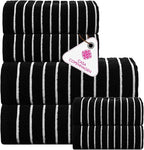 CASA COPENHAGEN Ecstatic 6Pcs 100% Egyptian Cotton Large Designer Towels Gift Set- Pitch Black, 600GSM, 2Bath 2Hand 2Washcloths, Bath Towels for Bathroom Set for Women & Men