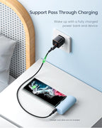 Kuulaa Portable Charger USB C with Built-in USB-C Plug, 4500mAh Mini Power Bank Small Battery Pack for iPhone 15/16,Samsung S22/S23 & Android (Blue)