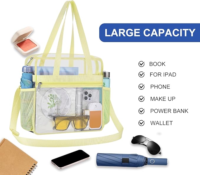 USPECLARE Clear Bag for Stadium Events,Transparent Bag for Work Sports Games Concerts Travel Gym