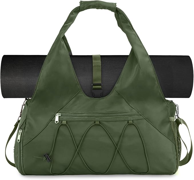 Forestfish Gym Bag For Women With Yoga Mat Holder & Shoe Compartment & Wet Dry Storage Pocket & Adjustable Strap