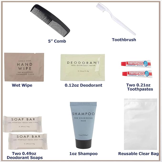 Trail maker (100 Pack) Bulk Homeless Hygiene Kits – 10-Piece Travel Size Toiletry Sets for Homeless Care, Shelters, Emergency Relief & Charity Donations