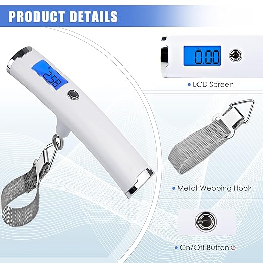 Digital Luggage Scale for Travel - 110lbs High-Precision Handheld Suitcase Weight Scale with Backlit LCD Display & Tare Function, Portable Hanging Baggage Scale, Travel Essentials Gifts