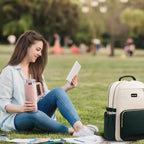 LOVEVOOK Laptop Backpack for Women with Pouch Pocket for Large Capacity Cup,17 Inch Teacher Nurse College Work Backpack Purse,Waterproof Laptop Bag Computer Back Pack for Travel, Beige-Green-Black