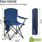 Camping Chair 2 Pack Portable Folding Chair, Supports 300lbs, Lightweight Stable Outdoor Chair for Camping Hiking Fishing Beach Travel Picnic, Compact Collapsible Camping Seat, Midnight Blue
