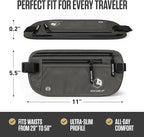 VENTURE 4TH RFID Money Belt for Travel with RFID Blocking Sleeves – Slim Hidden Travel Wallet & Passport Holder for Men & Women, Lightweight Anti-Theft Pouch to Protect Cash, Cards & Documents - Gray