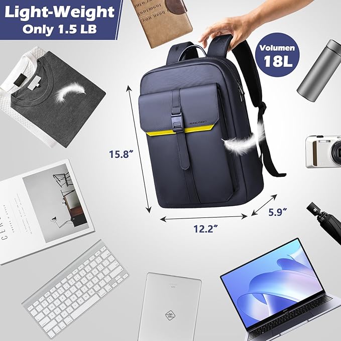 hk Slim Laptop Backpack for Men Women, Lightweight Business Backpacks 15.6 Inch Water-resistant Computer Bag for College Work Daily
