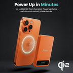 5K Magnetic Power Bank, Orange, Qi2 Certified 15W Wireless Charger, LCD Display, Ultra-Slim Solid-State Battery Pack for iPhone 17/16, Lightweight Travel, Everyday Use USB-C Portable Charger