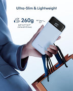 charmast 10000mAh Portable Charger with Built-in Cables, 6 Outputs & 3 Inputs Power Bank, Compact Travel Essential Battery Pack for iPhone 16/15, Samsung S25/S24, Google Pixel, iPad, AirPods & More