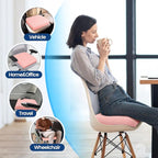SweetSlubr Seat Cushion for Tailbone Pain Relief, Office Chair Cushion, Memory Foam Large Chair Cushion with Non-Slip Cover for Soft Support at Office Chair, Car Seat, Airplane Pink/2X-Large