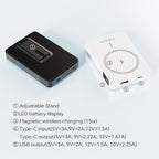 for Magsafe Battery pack,10000mAh Magnetic power bank,Wireless portable charger with stand,Wireless compatible with iPhone12-16 series,Type C and USB20W fast charging for Android Samsung Black