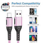 Durcord 2Pack 3ft USB A to USB C Cable, USB Type C Cord Cable for Android Phone Pad Laptop, Type C Charger Braided Compatible with iPhone 15 Pro/Plus/Max/Android/Phone/Pad-Rose Gold