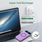 Wireless Portable Charger 30,800mAh,15W Wireless Charging USB C Power Bank,25W PD QC 4.0 Fast Charging 4 Outputs Travel Essentials Battery Pack Compatible with iPhone 17/16/15/14,Galaxy,Android-Purple