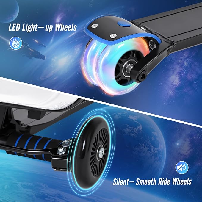 smilesun Scooter Suitcase for Kids & Adults, Foldable Carry On Travel Luggage, Hardside Ride on Scooter Suitcase with Spinner Wheels，Silver