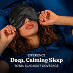 ASUTRA Silk Eye Pillow for Sleep, Black - Filled w/Lavender Buds & Flax Seeds, Weighted Eye Mask, Meditation & Light Blocking Blindfold, Cooling Gel Mask Included