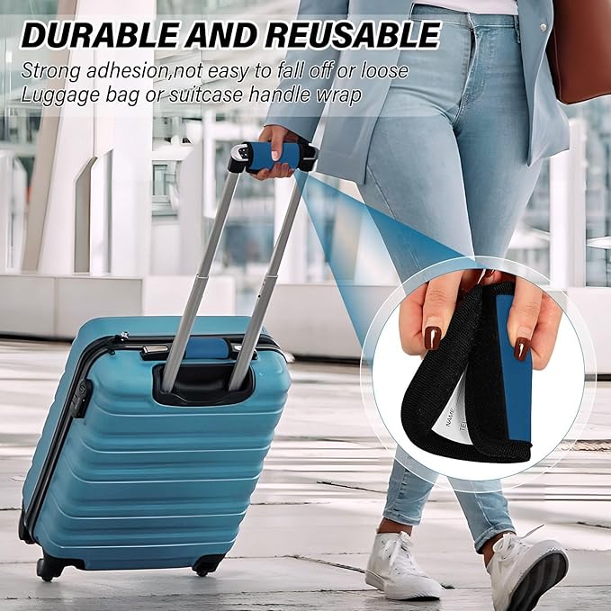 DOMIKING Dark Blue Luggage Handle Wraps for Suitcase Luggage Identifier Soft Luggage Marker for Travel Bag Suitcase Luggage Handle Covers Travel Accessories, 4 Pack