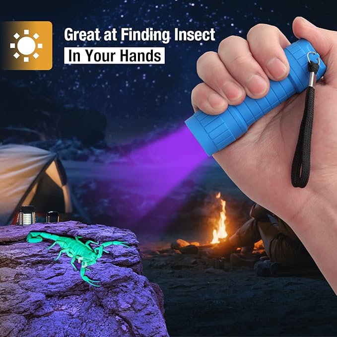 EverBrite Black Light Flashlight 6-Pack, UV Mini Flashlight, 9-Led 395nm Detector for Pet Urine, Stains, Scorpions, 18 AAA Batteries Included
