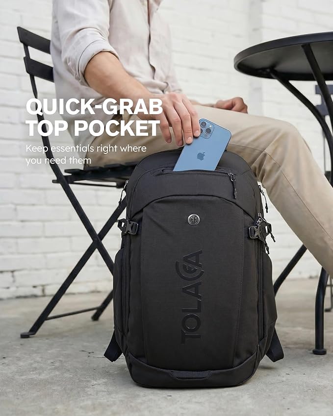 Tolaccea Travel Laptop Backpack 32L, TSA Friendly Flight Approved Computer Work Business Bag, Water-resistant Carry on Luggage, Durable Casual Daypack College Rucksack for Men Women