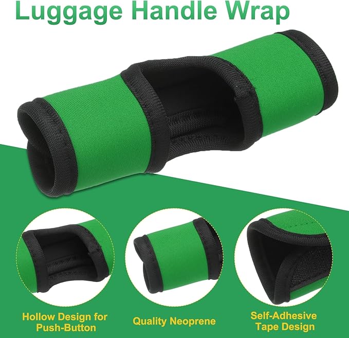 uxcell 5 Pcs Luggage Handle Wrap, Hollow Neoprene Handbag Grip Cover Protector Luggage Identifiers Suitcase Handle Wraps for Luggage Suitcase Travel Bags, Dark Green